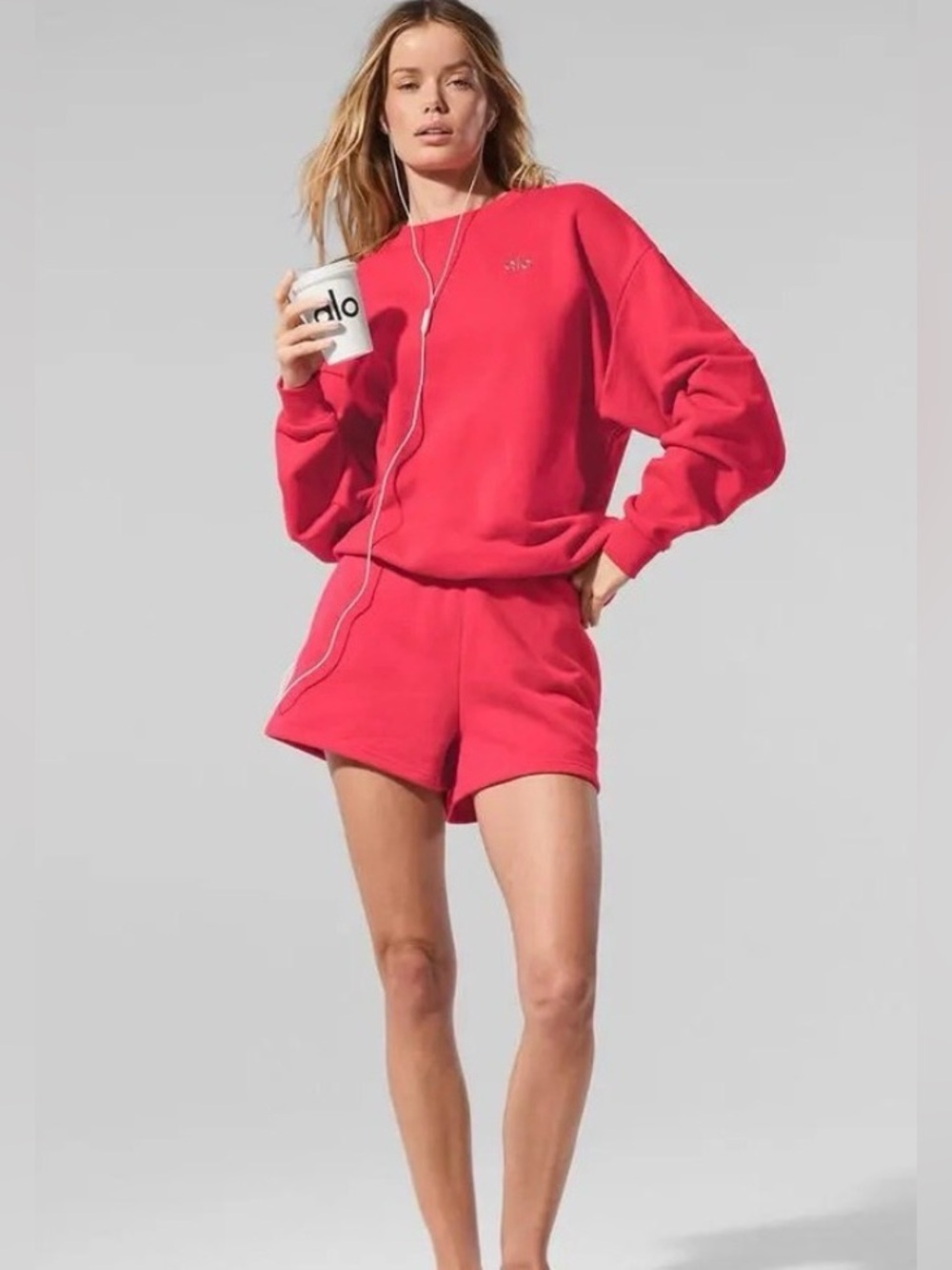 Alo accolade candy red crew neck sweatshirt NWT large - Picture 3 of 15